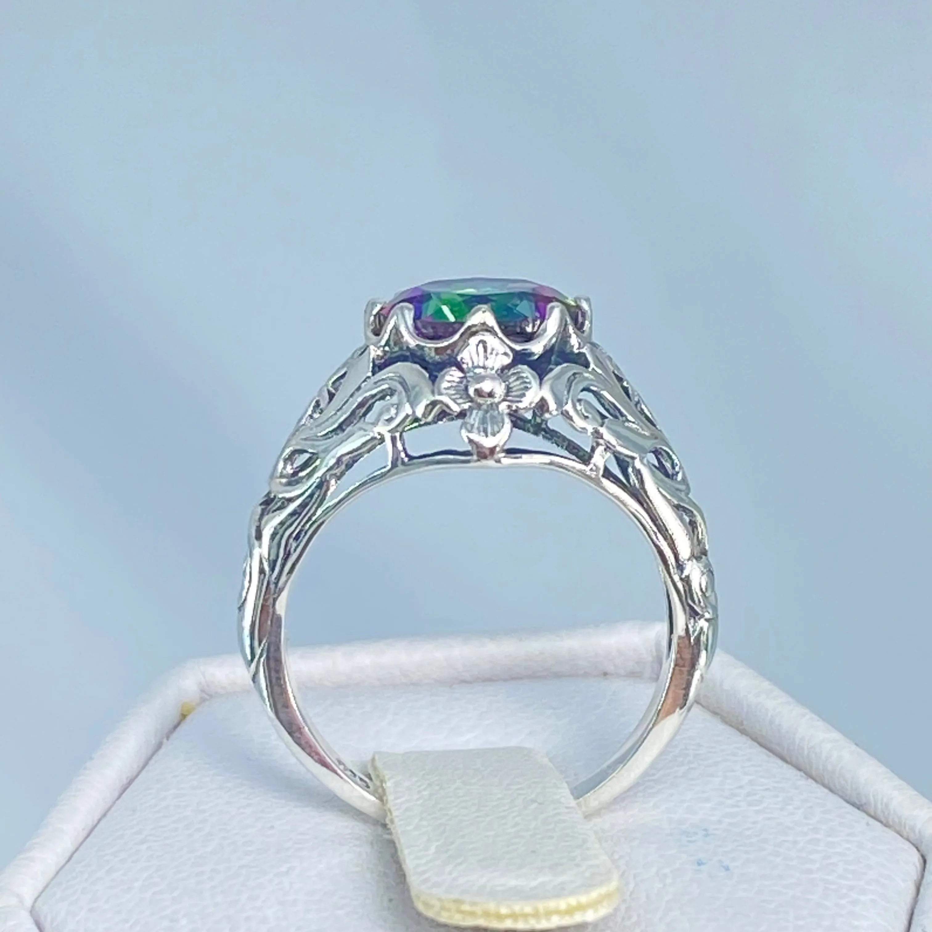 Mystic Topaz Ring, Natural or Simulated Gemstone, Victorian Jewelry #D66