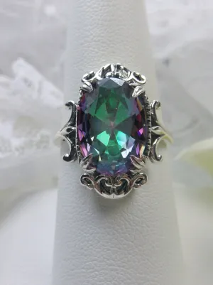 Mystic Topaz Ring, Oval Gem, Gothic Vintage Style Jewelry, #D84