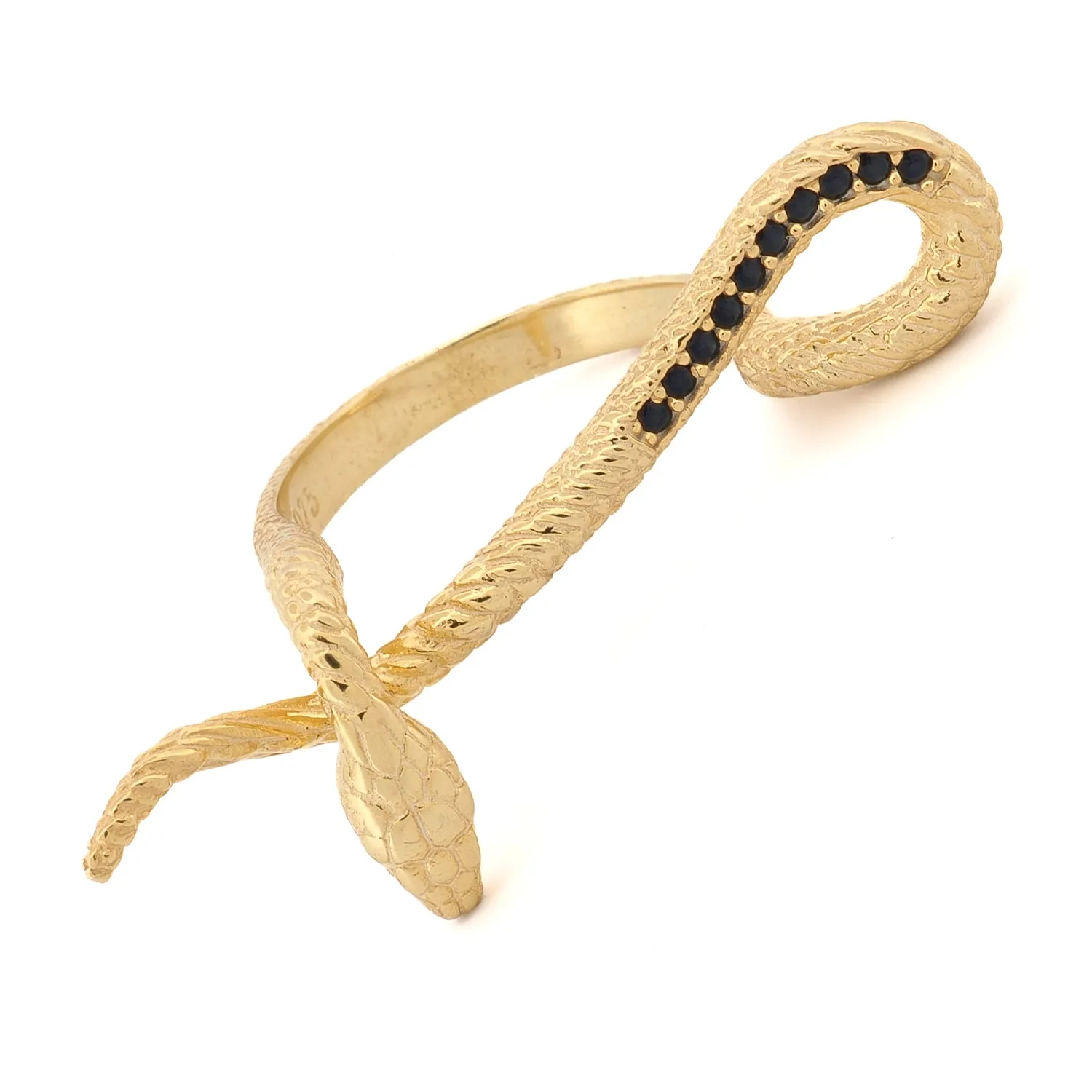 Mythology Snake Gold Vermeil & Black Diamond Design Ring