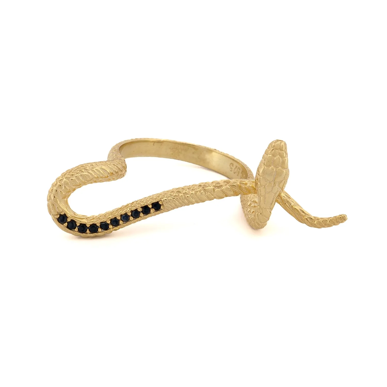 Mythology Snake Gold Vermeil & Black Diamond Design Ring
