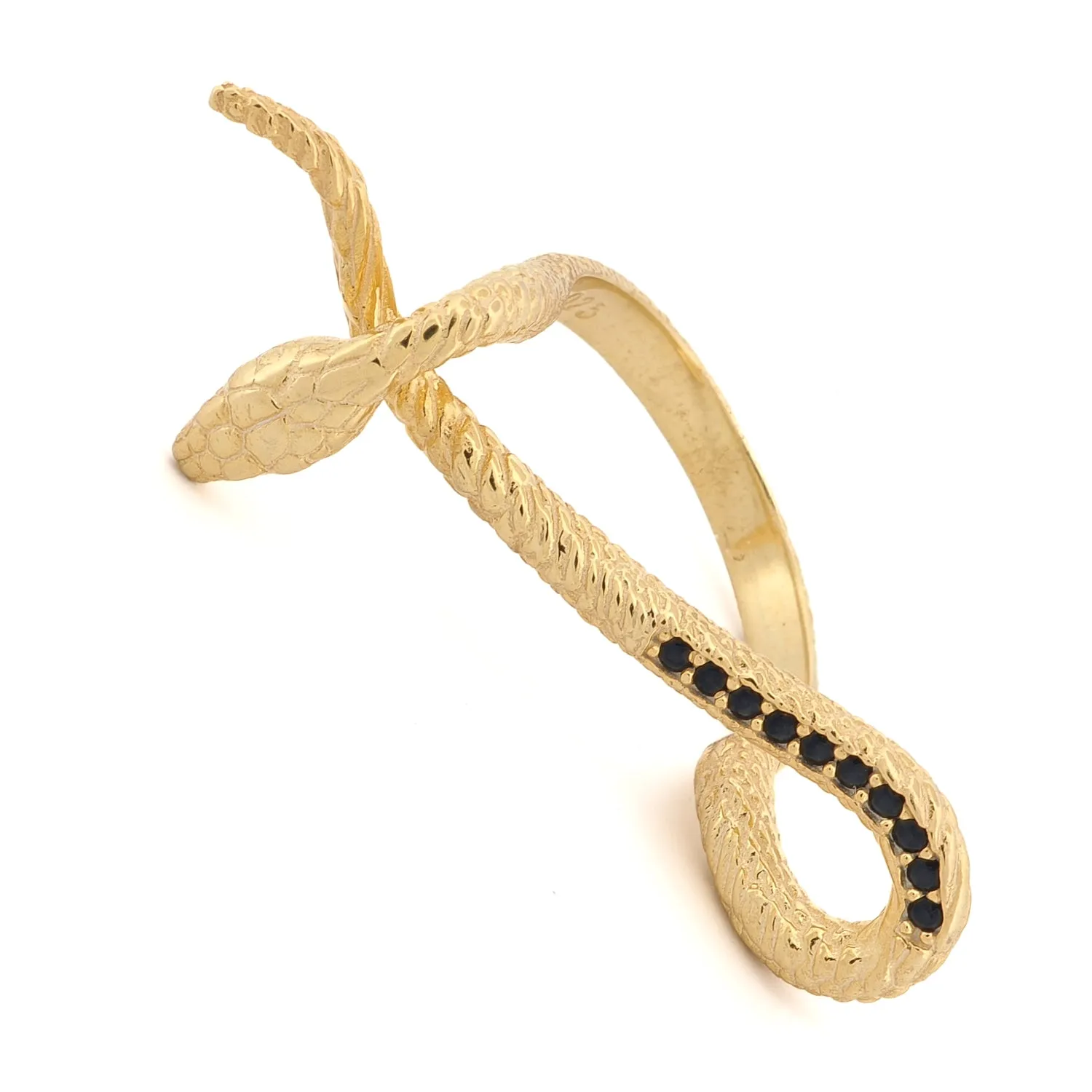 Mythology Snake Gold Vermeil & Black Diamond Design Ring