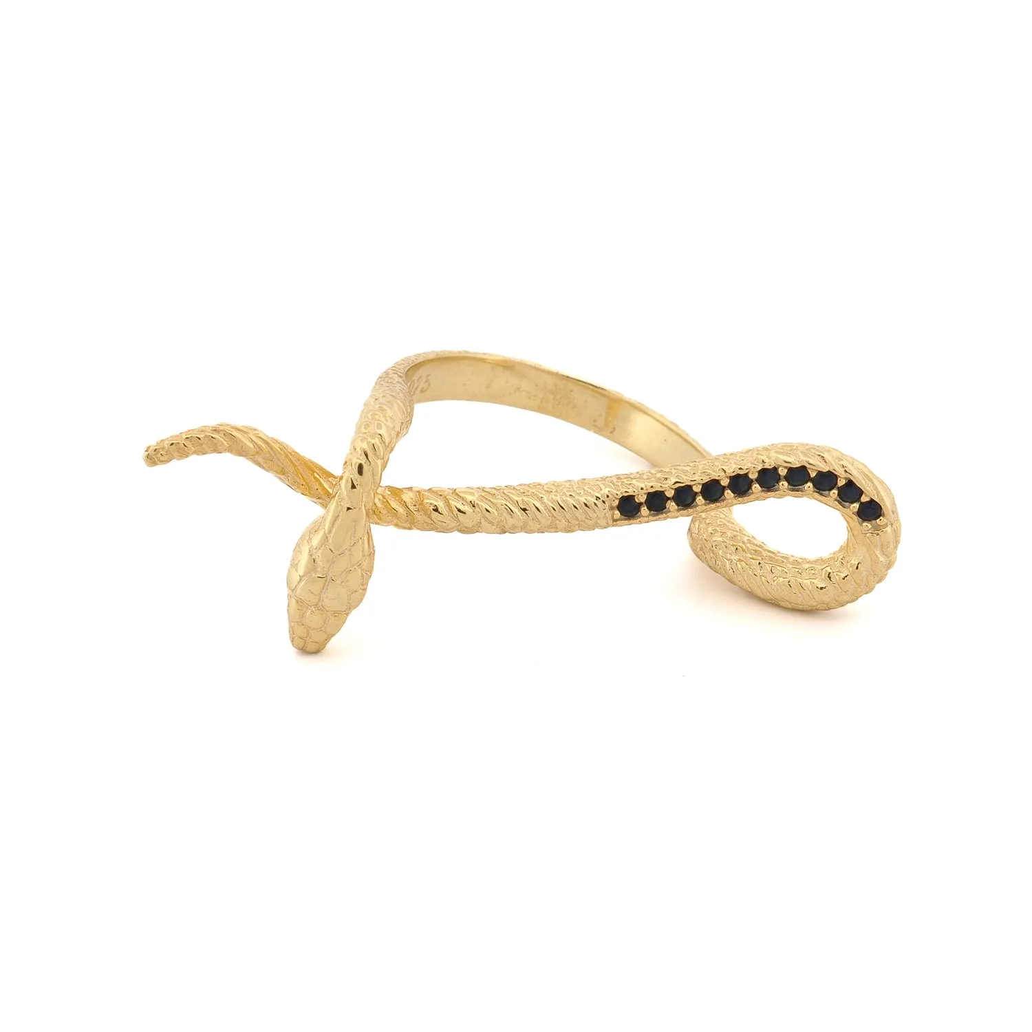 Mythology Snake Gold Vermeil & Black Diamond Design Ring