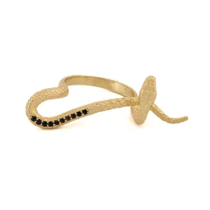 Mythology Snake Gold Vermeil & Black Diamond Design Ring