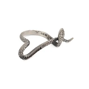 Mythology Snake Sterling Silver & Black Diamond Design Ring