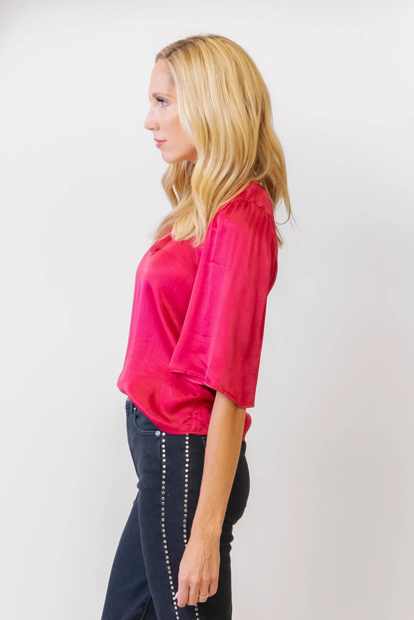 Nation Mel V Neck in Rasberry