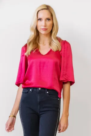 Nation Mel V Neck in Rasberry