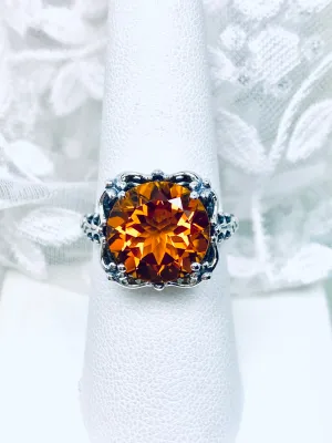Natural Citrine Ring, Madeira Orange Gemstone Victorian Style #D103