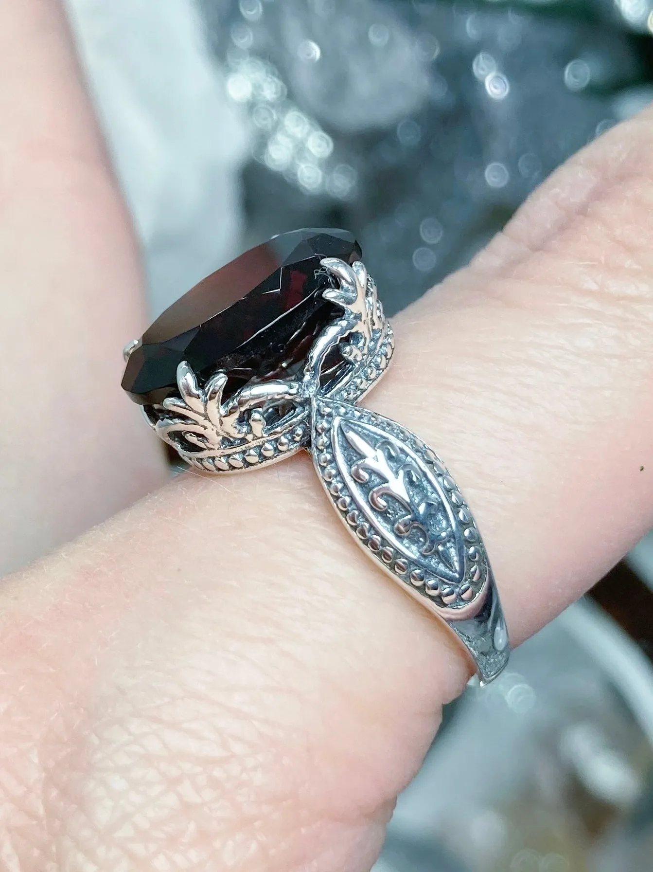 Natural Garnet Dragon Ring, Gothic Jewelry #D133