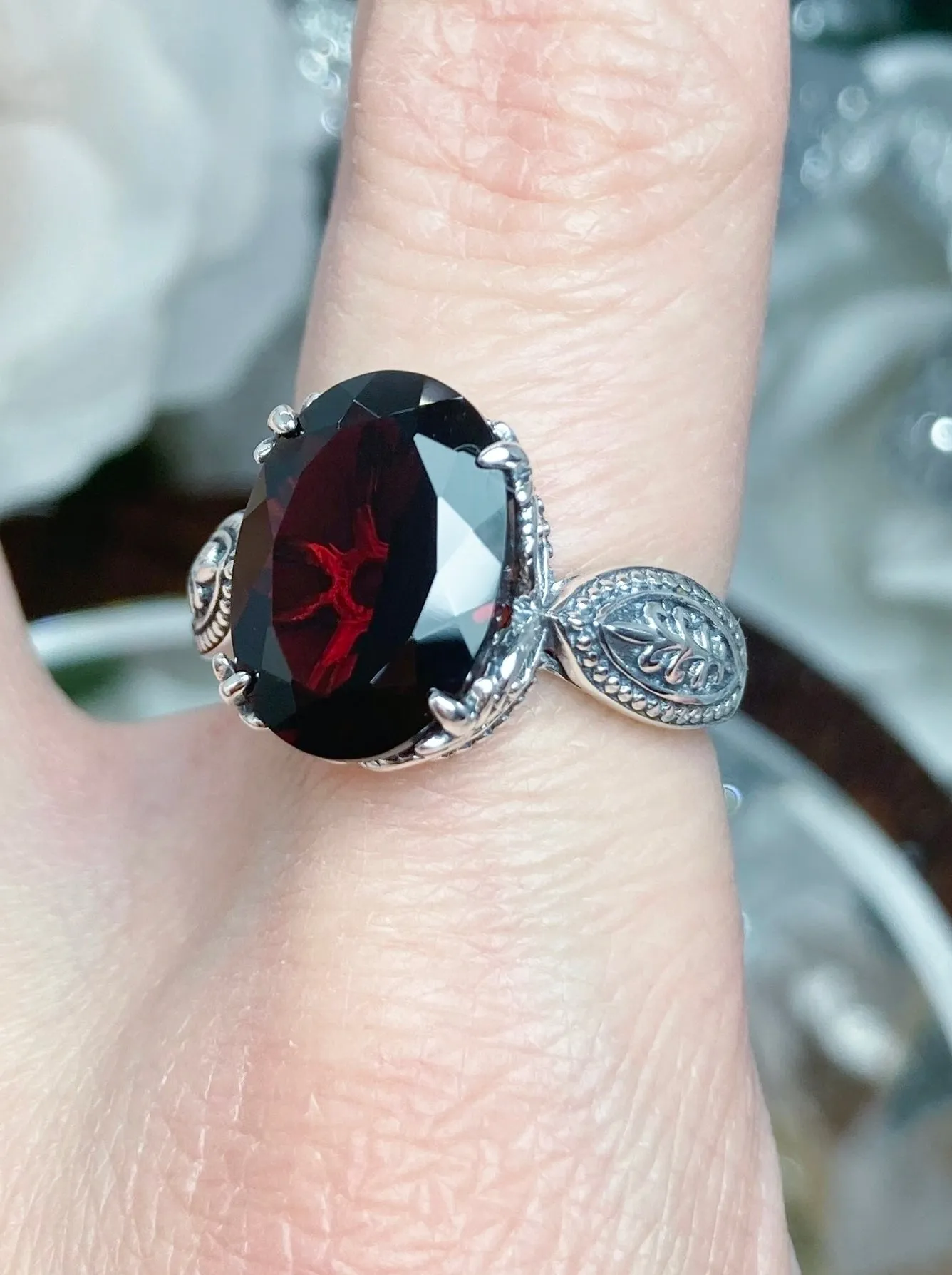 Natural Garnet Dragon Ring, Gothic Jewelry #D133