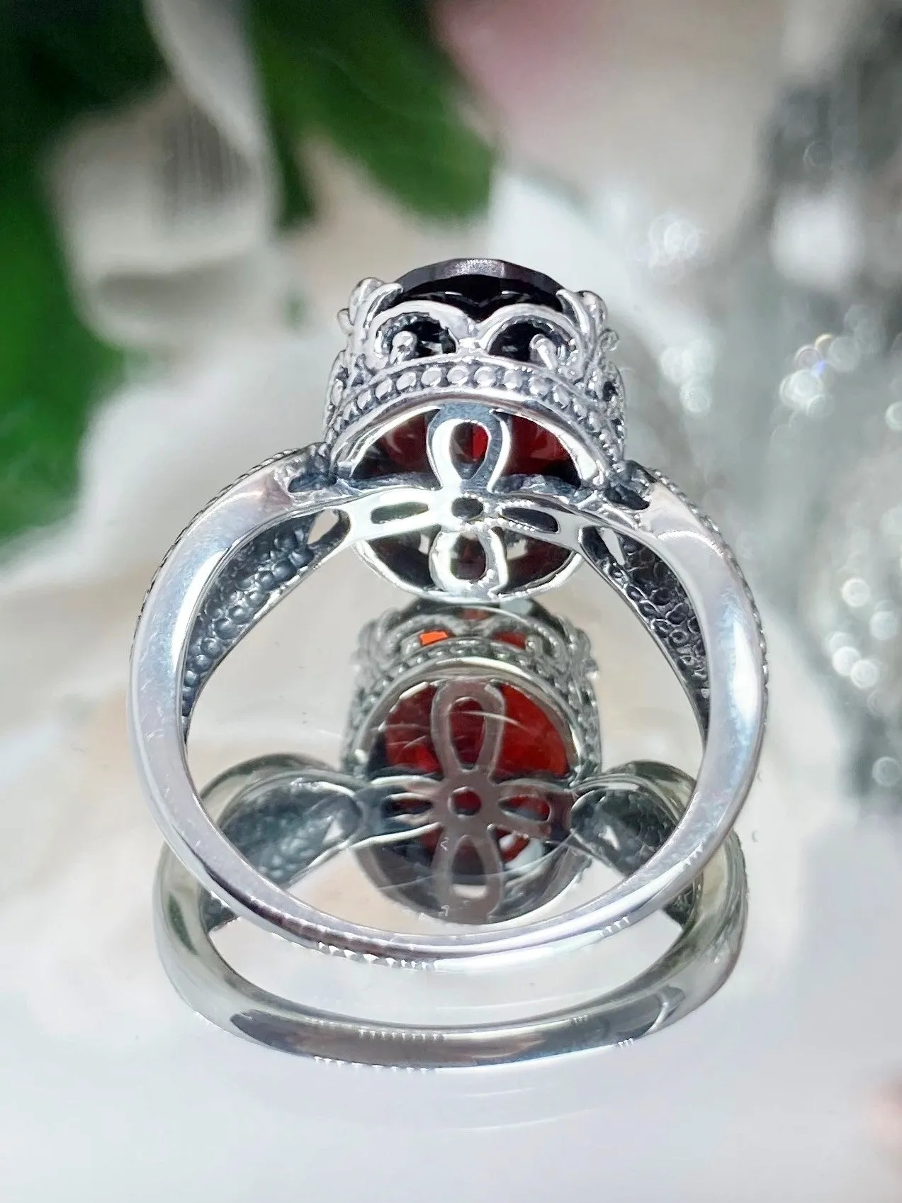 Natural Garnet Dragon Ring, Gothic Jewelry #D133