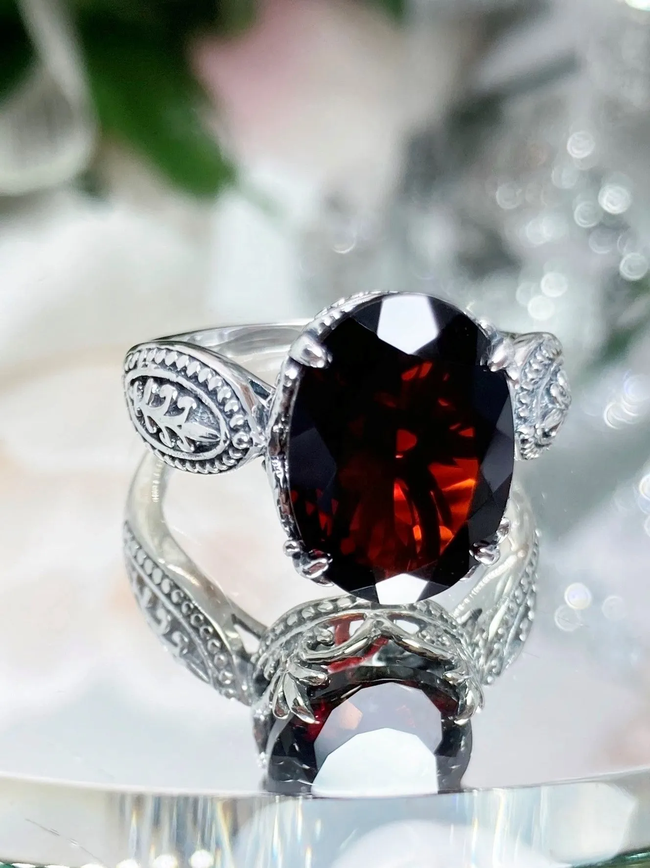 Natural Garnet Dragon Ring, Gothic Jewelry #D133