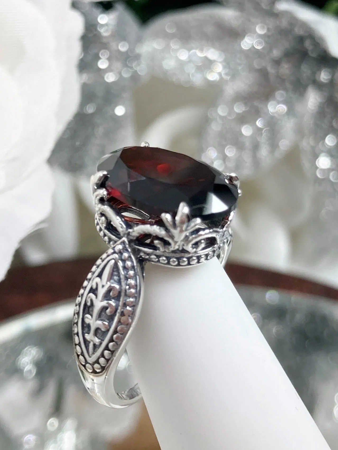 Natural Garnet Dragon Ring, Gothic Jewelry #D133