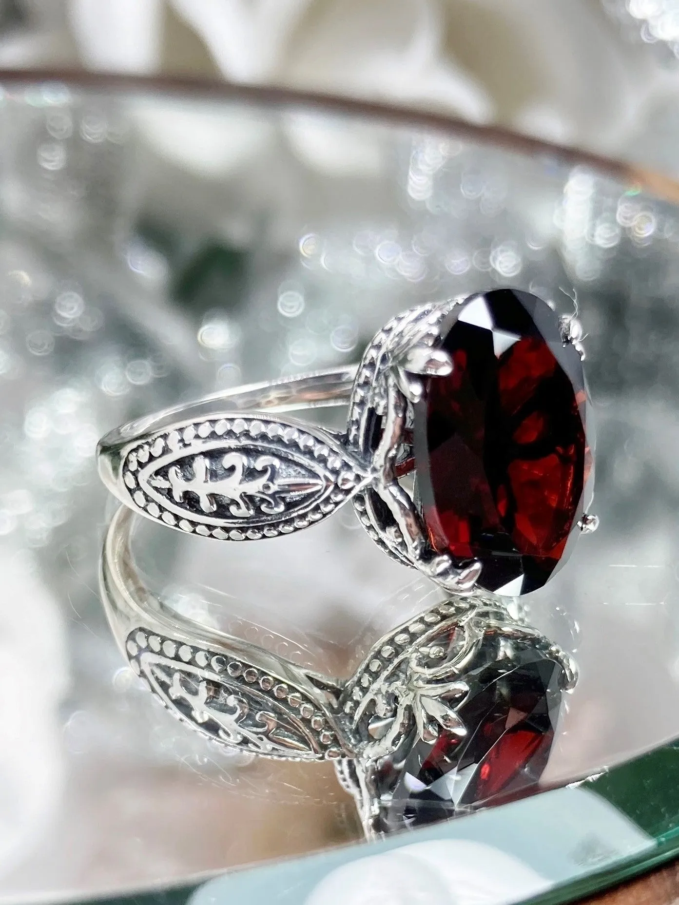 Natural Garnet Dragon Ring, Gothic Jewelry #D133
