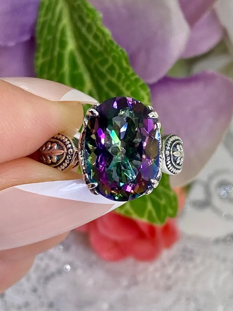 Natural Mystic Topaz Dragon Ring, Gothic Jewelry #D133