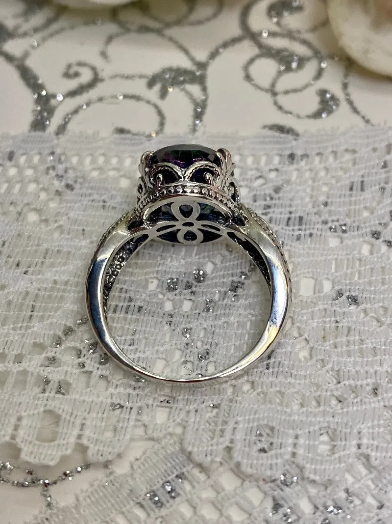 Natural Mystic Topaz Dragon Ring, Gothic Jewelry #D133