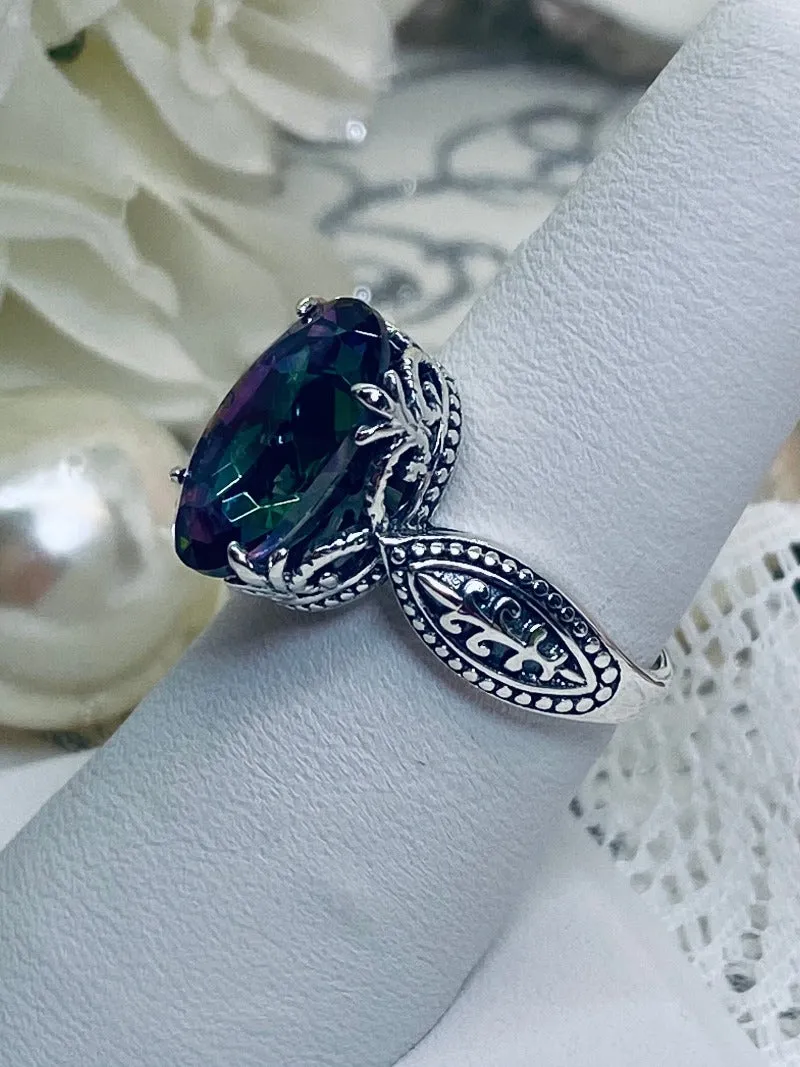 Natural Mystic Topaz Dragon Ring, Gothic Jewelry #D133