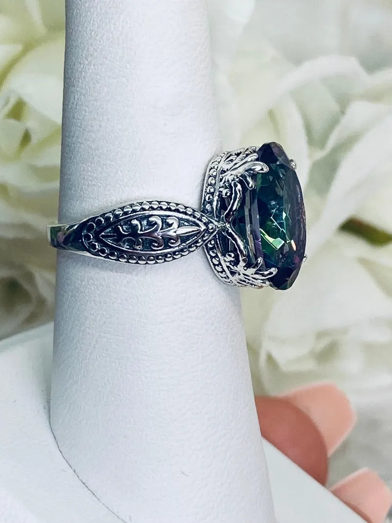 Natural Mystic Topaz Dragon Ring, Gothic Jewelry #D133