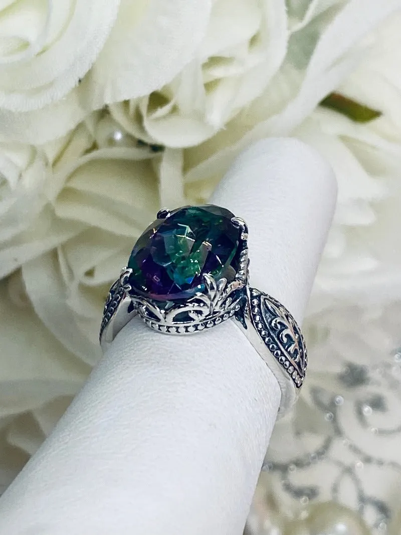 Natural Mystic Topaz Dragon Ring, Gothic Jewelry #D133