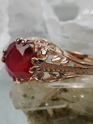 Natural Ruby Ring, Rose Gold plated Sterling Silver, Deco 2Fleur, Victorian Revival Jewelry #D159