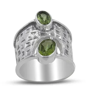 Natural Vintage Style Peridot Silver Ring