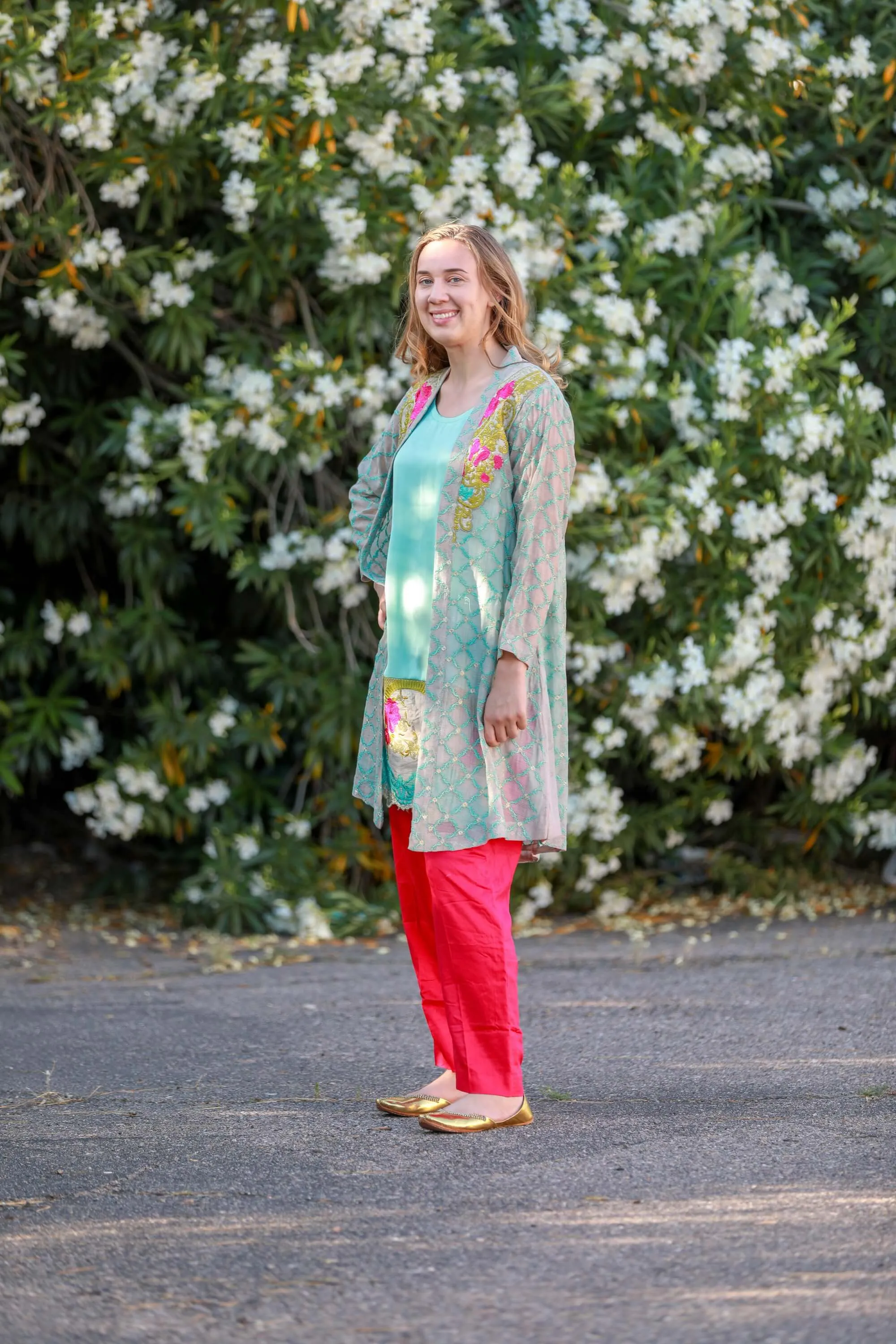 Net Embroidery Gown Style Suit