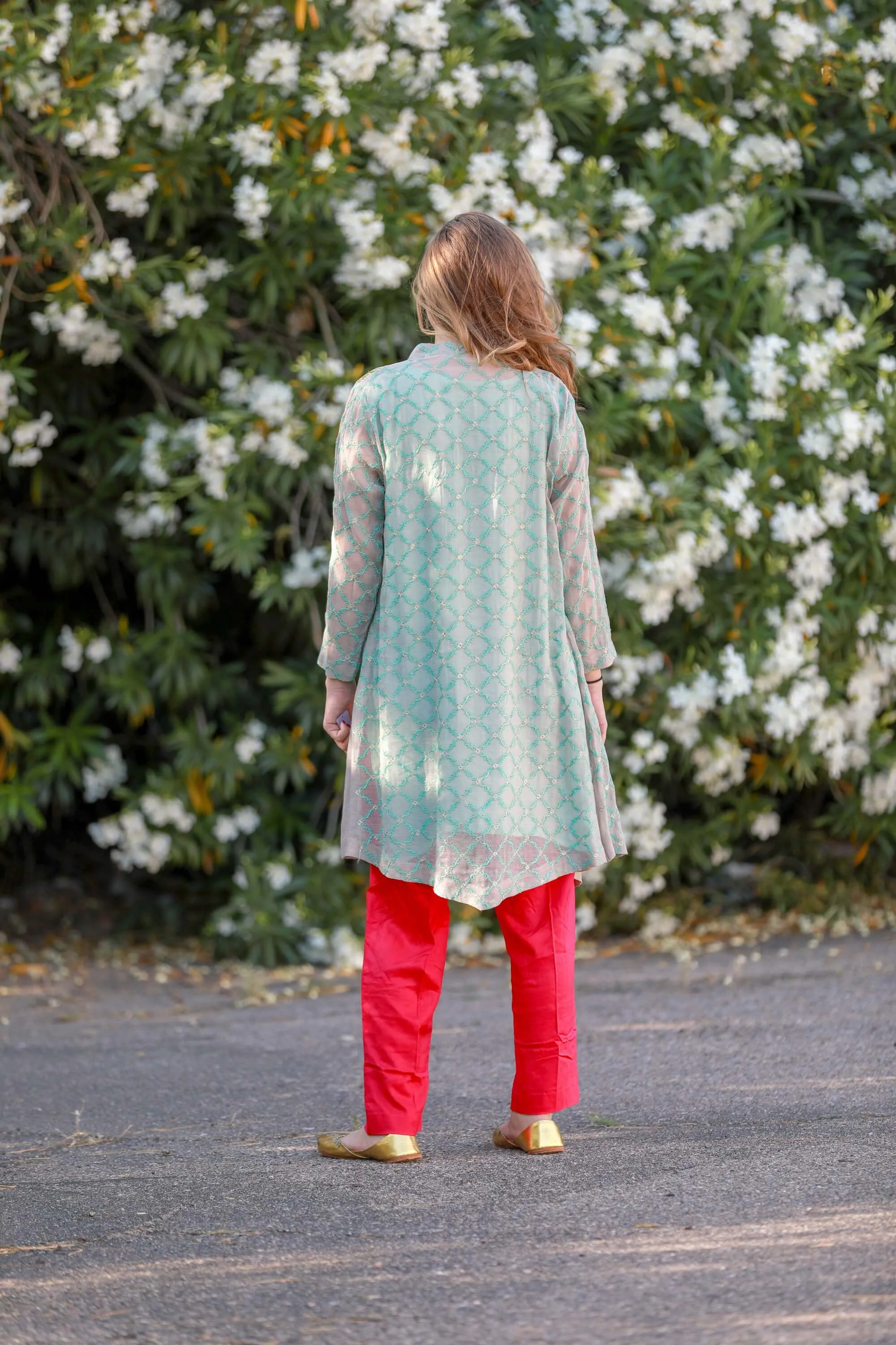 Net Embroidery Gown Style Suit