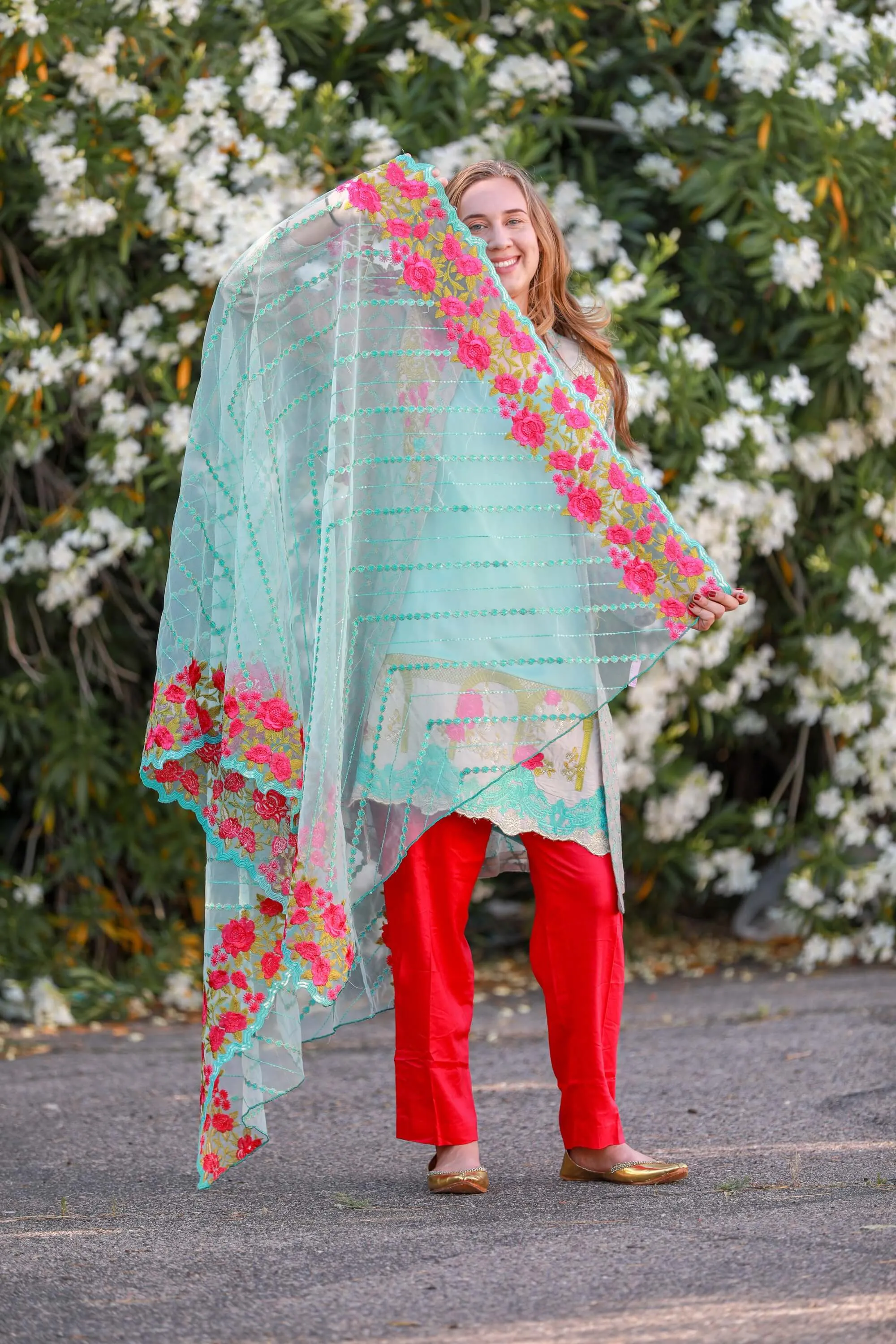 Net Embroidery Gown Style Suit