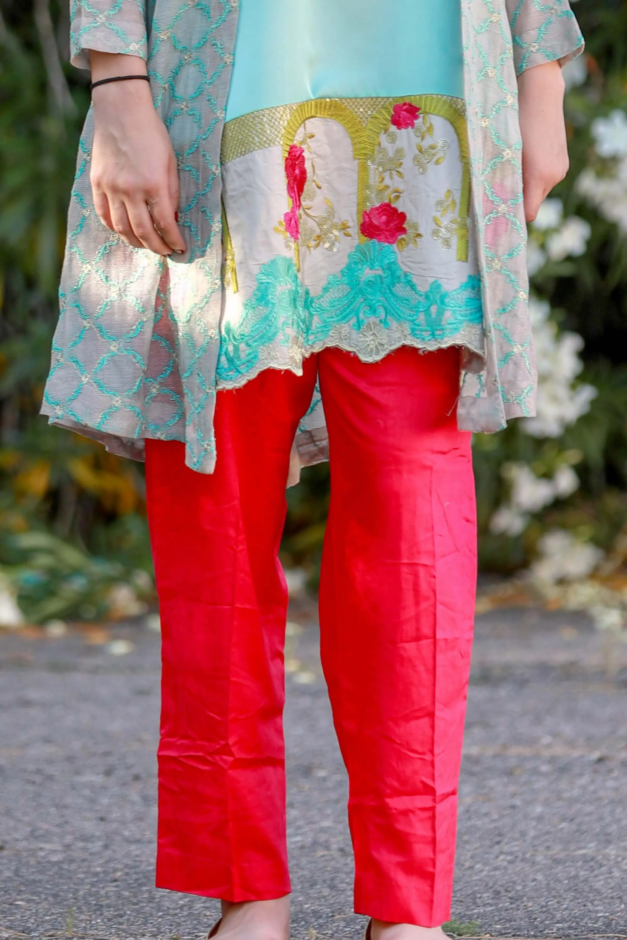 Net Embroidery Gown Style Suit