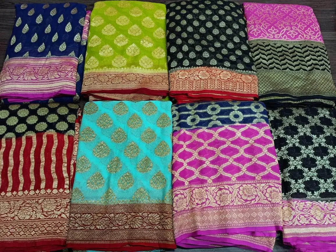 New Designer Banarasi Khaddi Chiffon Georgette Silk Saree
