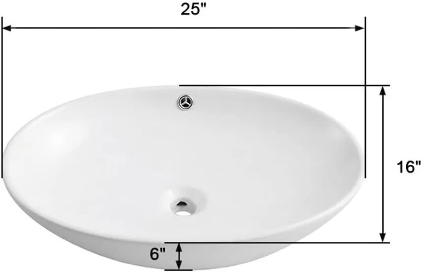 New in box! Decoraport White Oval Ceramic Above Counter Basin (CL-1164)