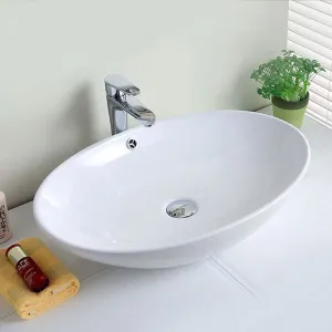 New in box! Decoraport White Oval Ceramic Above Counter Basin (CL-1164)