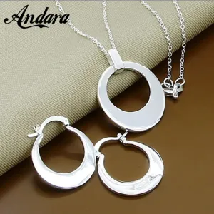 New Jewelry Sets 925 Sterling Silver Fashion Moon Pendant Necklace Earrings for Women Jewelry Gift
