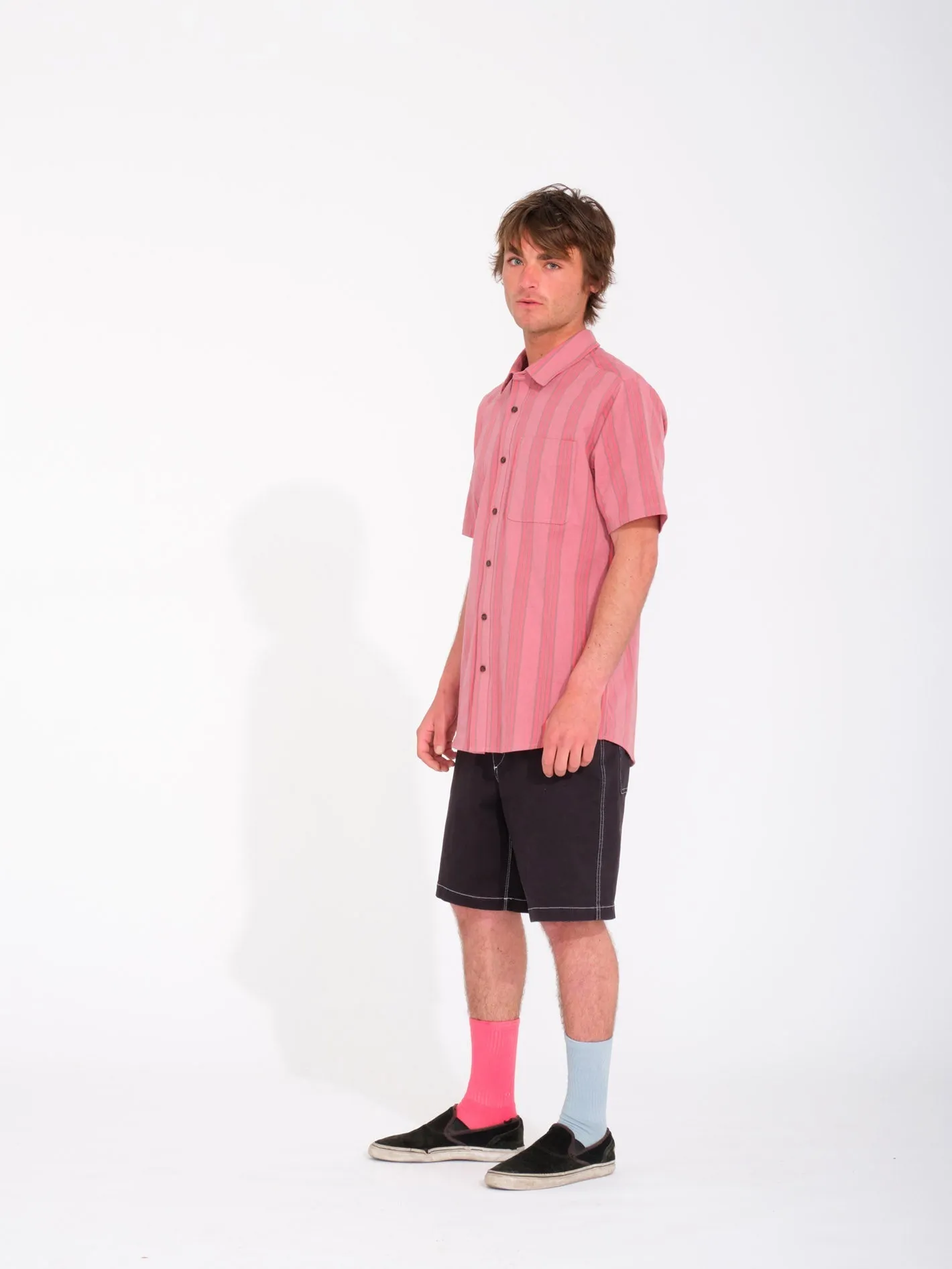 Newbar Stripe Shirt - WASHED RUBY