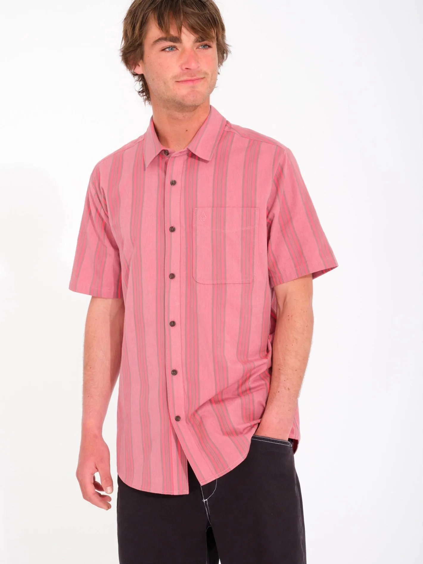 Newbar Stripe Shirt - WASHED RUBY
