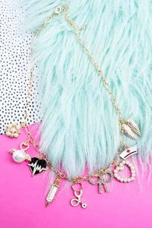 Nurse Life Goldtone Charm Necklace