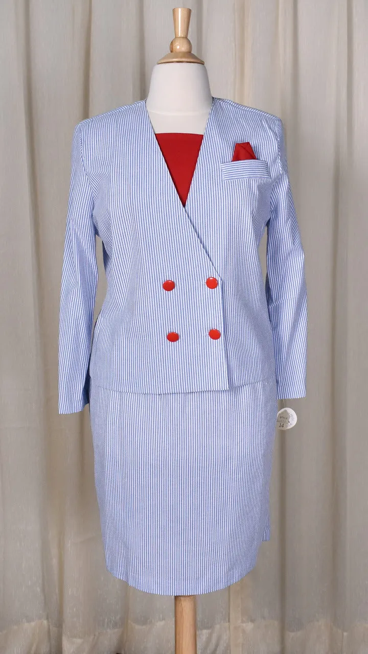 NWT 1940s Style Blue Striped Sailor Seersucker Suit