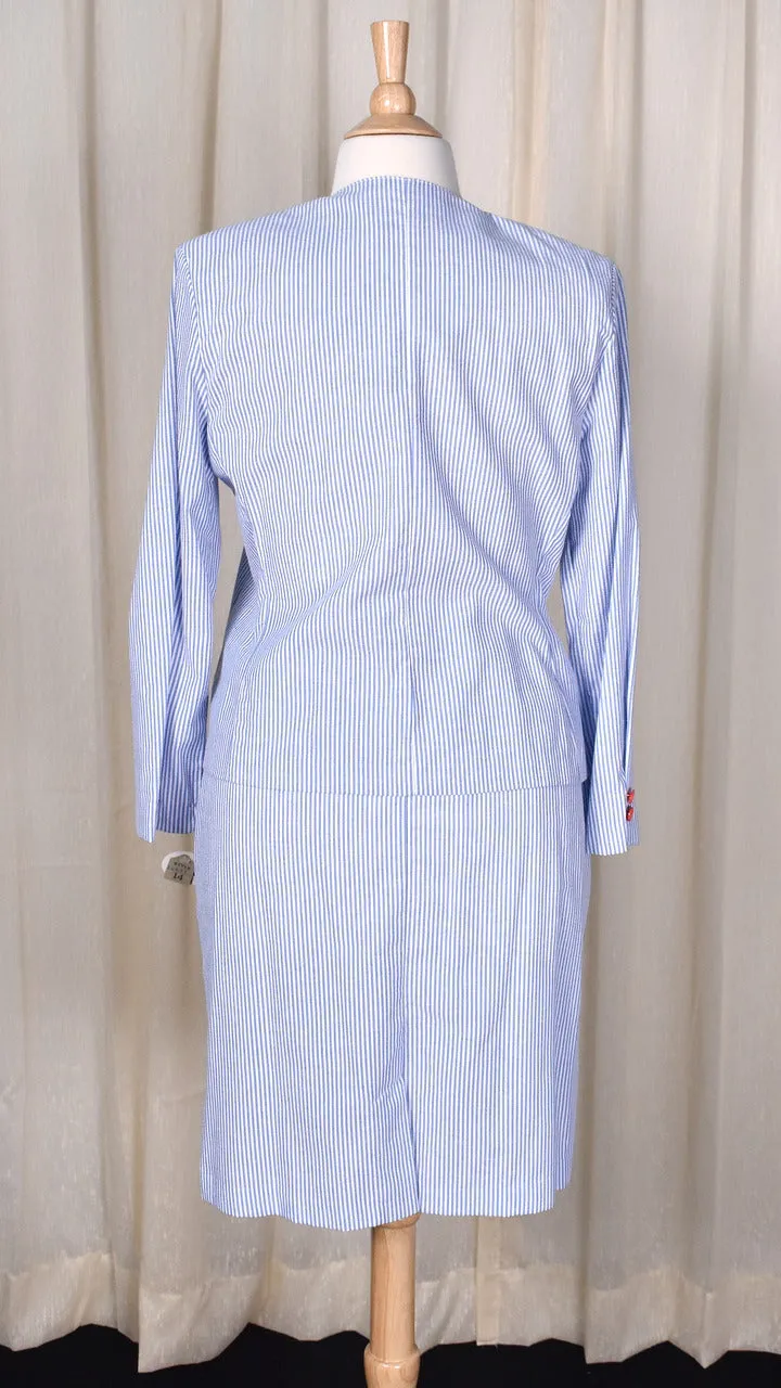 NWT 1940s Style Blue Striped Sailor Seersucker Suit