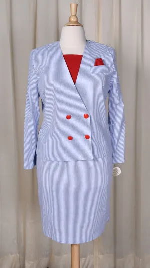 NWT 1940s Style Blue Striped Sailor Seersucker Suit