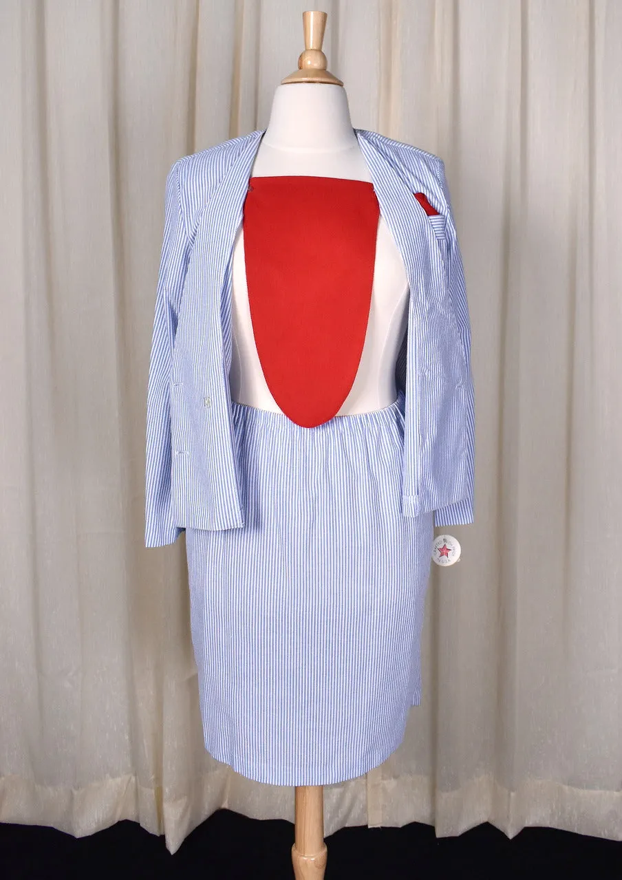 NWT 1940s Style Blue Striped Sailor Seersucker Suit