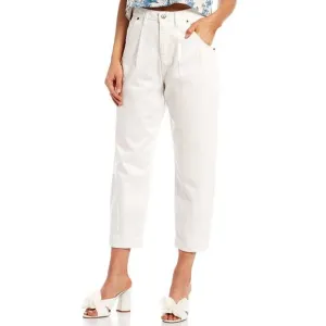 NWT Gianni Bini Bea High Rise Straight Leg Relaxed Denim Crop Jeans in White 25