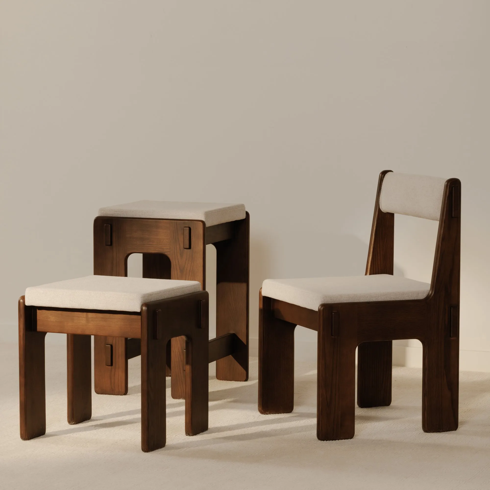 Okinawa-Inspired Retro Dining Chair Duo