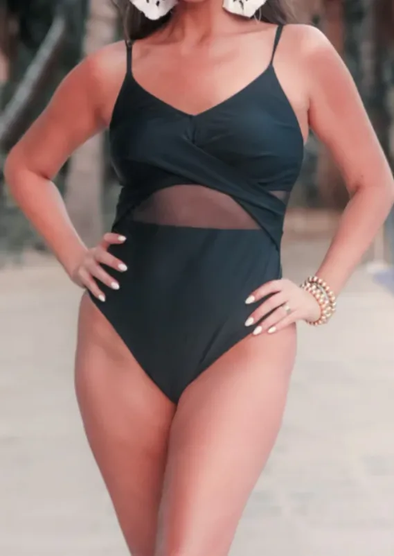 On A Yacht Mesh One-Piece Swimsuit