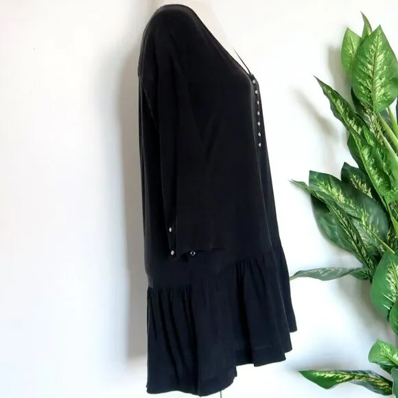 One Teaspoon Rango Black Lyocell Scoop Neck Ruffle Hem Mini Dress Size Medium M