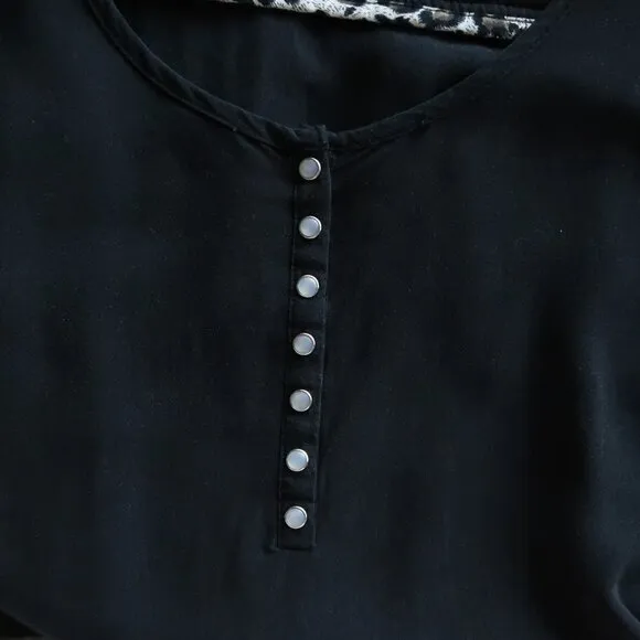 One Teaspoon Rango Black Lyocell Scoop Neck Ruffle Hem Mini Dress Size Medium M