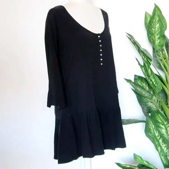 One Teaspoon Rango Black Lyocell Scoop Neck Ruffle Hem Mini Dress Size Medium M