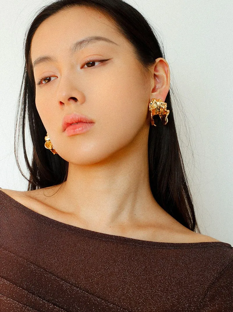 Orchid Metal Design Earrings