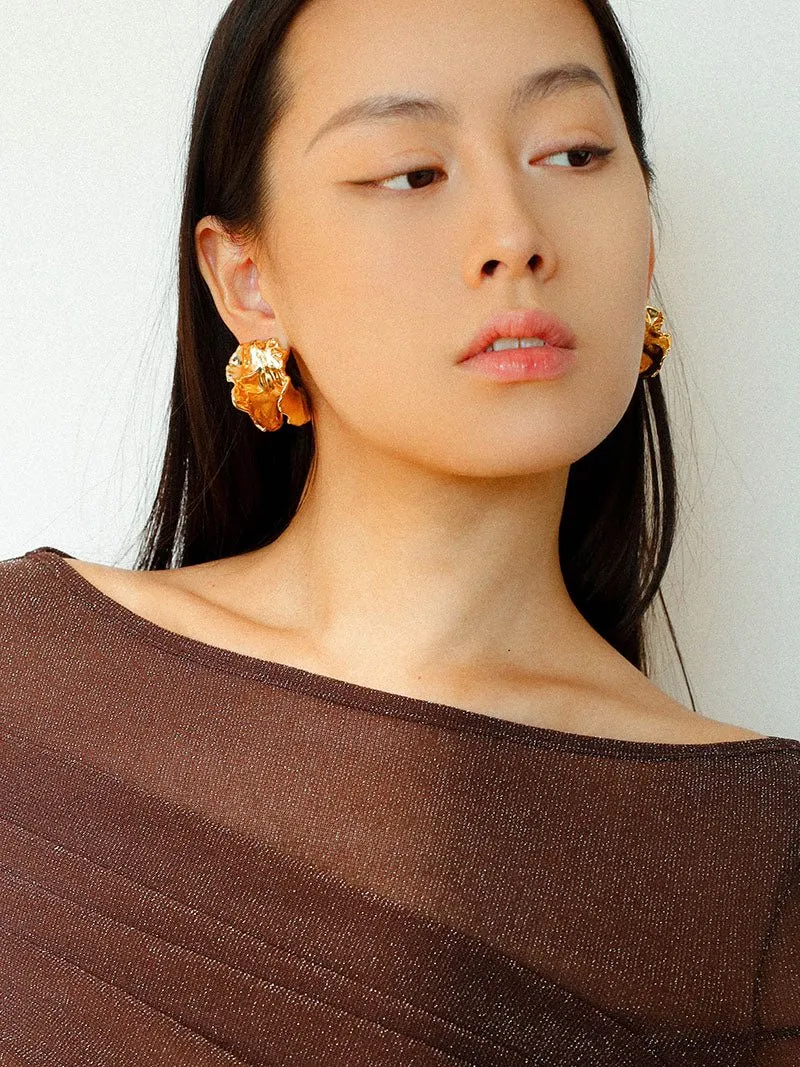 Orchid Metal Design Earrings