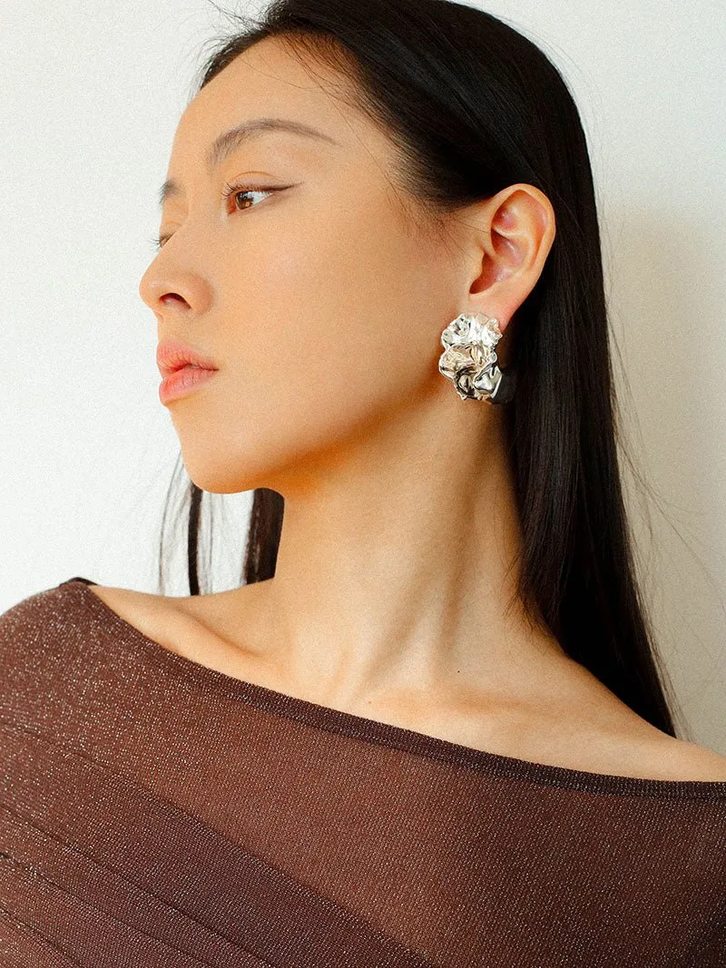 Orchid Metal Design Earrings