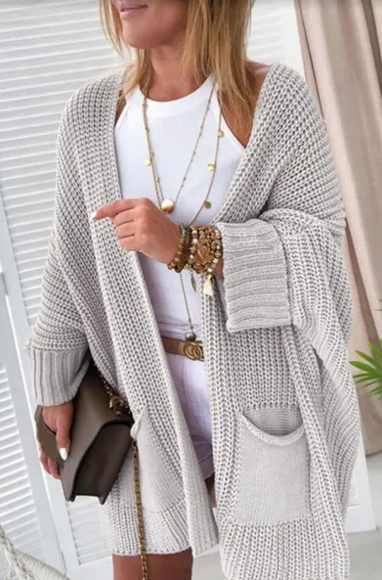 Oversized Fold Over Sleeve Sweater Cardigan