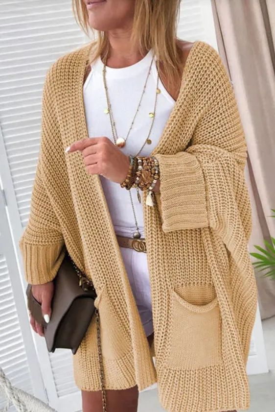 Oversized Fold Over Sleeve Sweater Cardigan